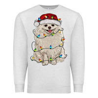Oatmeal Heather white pomeranian with christmas lights Premium Sweatshirt - RanaPortraitStore