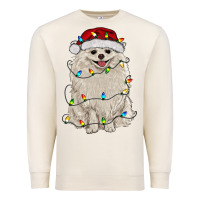 Sandshell white pomeranian with christmas lights Premium Sweatshirt - RanaPortraitStore
