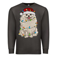Smoke white pomeranian with christmas lights Premium Sweatshirt - RanaPortraitStore