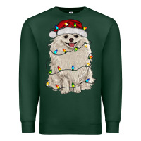 Sports Green white pomeranian with christmas lights Premium Sweatshirt - RanaPortraitStore