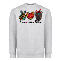 Heather Grey peace love bison Heavyweight Sweatshirt - RanaPortraitStore