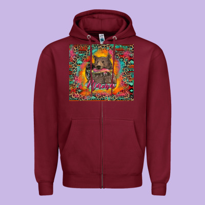 Mama Bear Leopard And Aztec Zipper Hoodie Designed By Ranaportraitstore