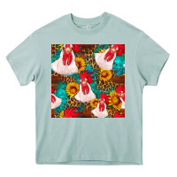 Arona western  chicken with sunflowers seamless pattern Heavy Core Tee - FaDigitalArtStudio