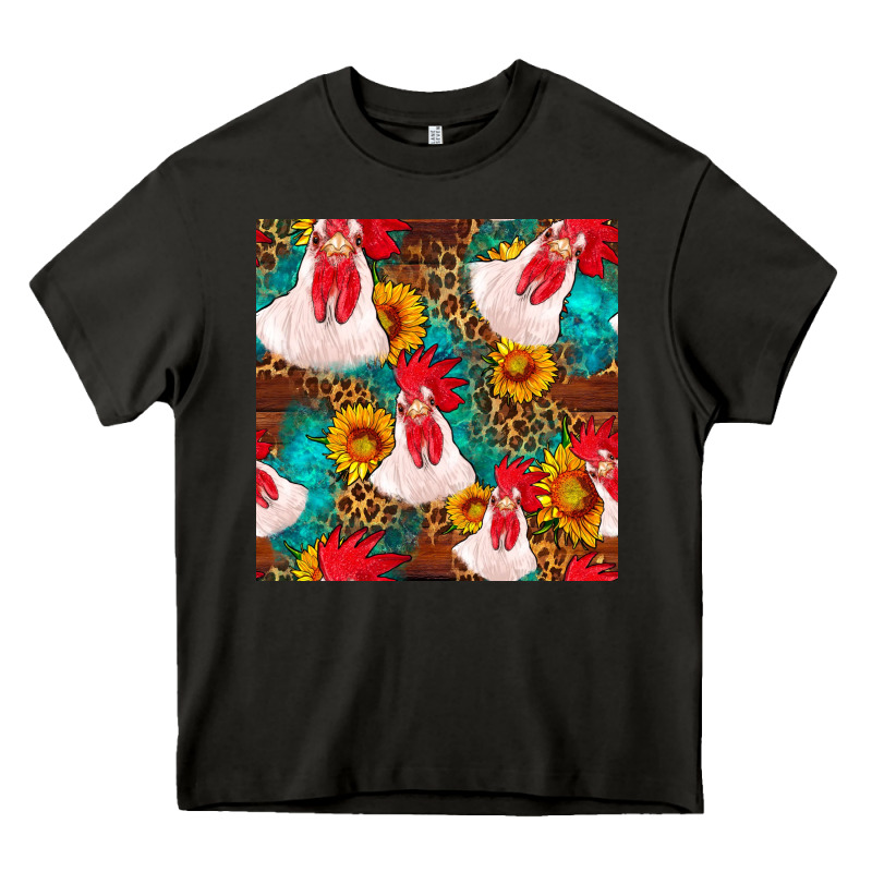 Western  Chicken With Sunflowers Seamless Pattern Heavy Core Tee by FaDigitalArtStudio | Teevron
