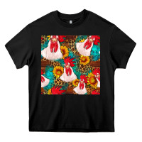 Black western  chicken with sunflowers seamless pattern Heavy Core Tee - FaDigitalArtStudio