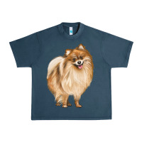 Midnight Navy Pomeranian Dog Illustrations Urban Heavy Tee - LillyAllenDesigns