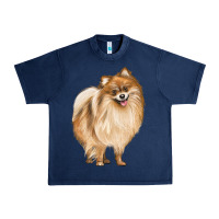 Navy Pomeranian Dog Illustrations Urban Heavy Tee - LillyAllenDesigns