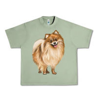 Oil Green Pomeranian Dog Illustrations Urban Heavy Tee - LillyAllenDesigns