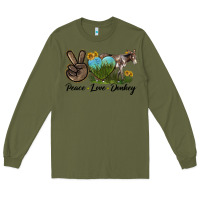 Army Green Peace Love Donkey Long Sleeve Tee - LillyAllenDesigns
