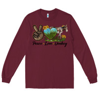 Burgundy Peace Love Donkey Long Sleeve Tee - LillyAllenDesigns
