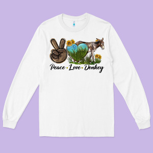 Peace Love Donkey Long Sleeve Tee Designed By Lillyallendesigns