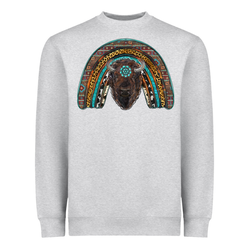 Western Rainbow With Bison Heavyweight Sweatshirt by RanaPortraitStore | Teevron