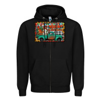 Black merry christmas farm truck Zipper Hoodie - Jasminsmagicworld