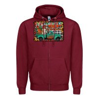 Burgundy merry christmas farm truck Zipper Hoodie - Jasminsmagicworld