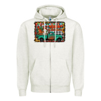 Oatmeal Heather merry christmas farm truck Zipper Hoodie - Jasminsmagicworld