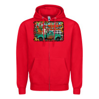 Red merry christmas farm truck Zipper Hoodie - Jasminsmagicworld
