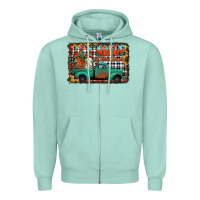 Seafoam merry christmas farm truck Zipper Hoodie - Jasminsmagicworld