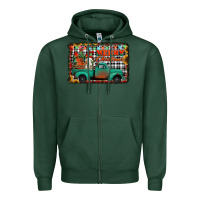 Sports Green merry christmas farm truck Zipper Hoodie - Jasminsmagicworld