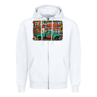White merry christmas farm truck Zipper Hoodie - Jasminsmagicworld