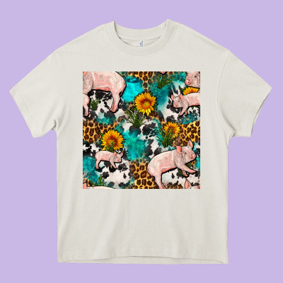 American Yorkshire Pig Seamless Pattern Heavy Core Tee Designed By Fadigitalartstudio