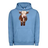 Pigment Pebble Blue hereford cow Urban Hoodie - RanaPortraitStore