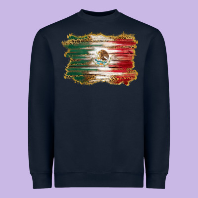 Mexican Flag With Leopard Heavyweight Sweatshirt Designed By Ranaportraitstore