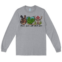 Heather Grey Peace Love Elk Buck Deer Long Sleeve Tee - LillyAllenDesigns