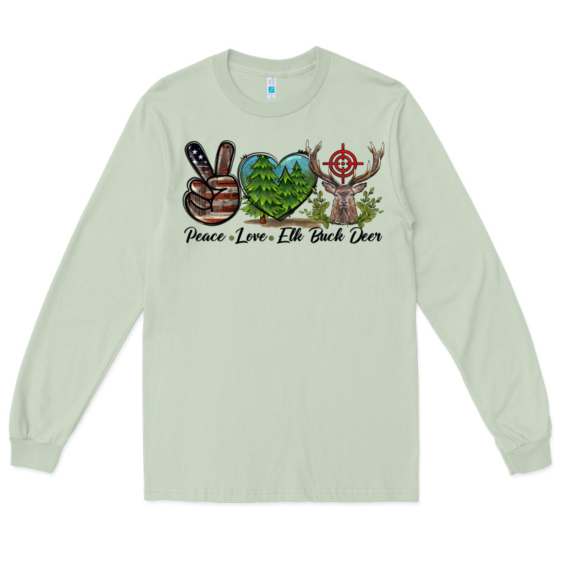 Peace Love Elk Buck Deer Long Sleeve Tee by LillyAllenDesigns | Teevron