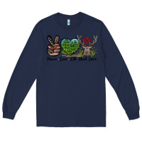 Navy Peace Love Elk Buck Deer Long Sleeve Tee - LillyAllenDesigns