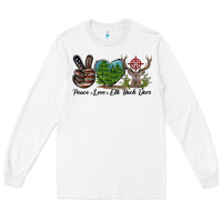 White Peace Love Elk Buck Deer Long Sleeve Tee - LillyAllenDesigns