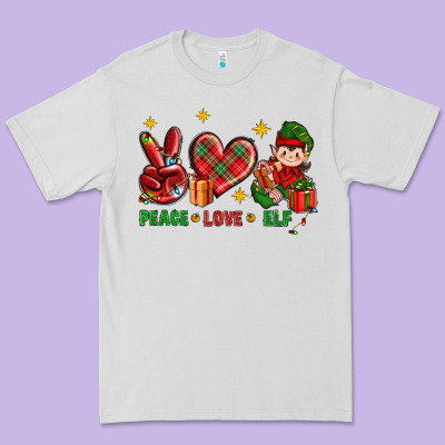 Peace Love Elf Christmas Premium Tee Designed By Bundleandbundleshop