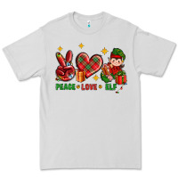Dove Grey Peace Love Elf Christmas Premium Tee - BundleAndBundleShop
