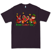 Plum Peace Love Elf Christmas Premium Tee - BundleAndBundleShop