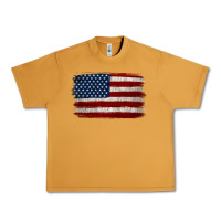 Peanut Butter Distressed American Flag Urban Heavy Tee - Jasminsmagicworld