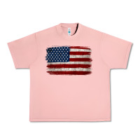 Salmon Distressed American Flag Urban Heavy Tee - Jasminsmagicworld
