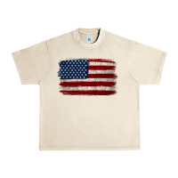 Sandshell Distressed American Flag Urban Heavy Tee - Jasminsmagicworld