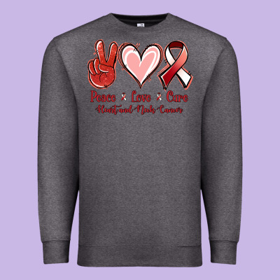 Peace Love Cure Heart And Neck Cancer Premium Sweatshirt Designed By Jasminsmagicworld
