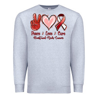 Heather Grey Peace Love Cure Heart And Neck Cancer Premium Sweatshirt - Jasminsmagicworld