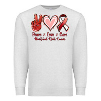 Oatmeal Heather Peace Love Cure Heart And Neck Cancer Premium Sweatshirt - Jasminsmagicworld