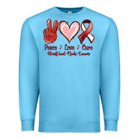 Ocean Blue Peace Love Cure Heart And Neck Cancer Premium Sweatshirt - Jasminsmagicworld