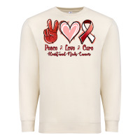 Sandshell Peace Love Cure Heart And Neck Cancer Premium Sweatshirt - Jasminsmagicworld