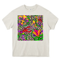 Cream mardi gras crawfish leopard  seamless pattern Heavy Core Tee - FaDigitalArtStudio