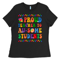 Black Proud Teacher to au-some student Ladies Tee - CowhideDigitalArt
