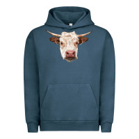 Pigment Midnight Navy hereford cow head Urban Hoodie - RanaPortraitStore