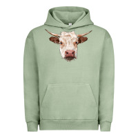 Pigment Oil Green hereford cow head Urban Hoodie - RanaPortraitStore