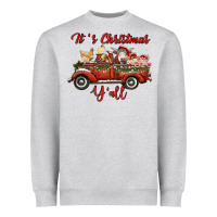 Heather Grey it's christmas y'all truck with farm animals Heavyweight Sweatshirt - RanaPortraitStore