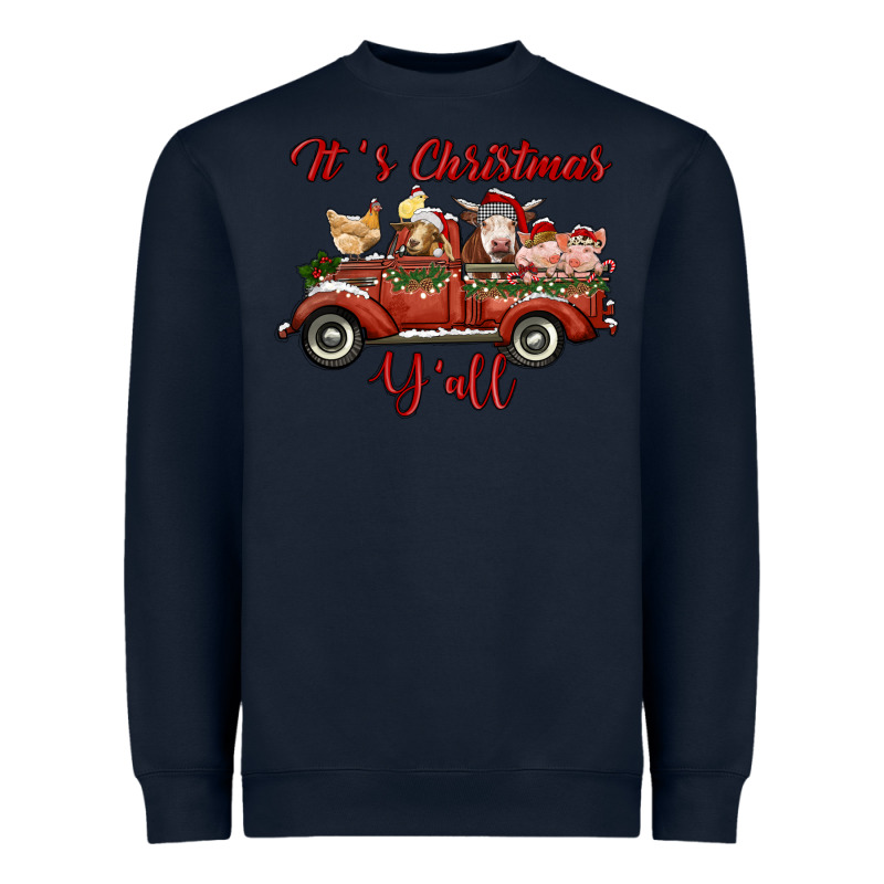 It's Christmas Y'all Truck With Farm Animals Heavyweight Sweatshirt by RanaPortraitStore | Teevron