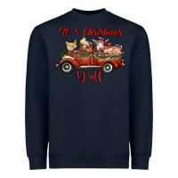 Navy it's christmas y'all truck with farm animals Heavyweight Sweatshirt - RanaPortraitStore
