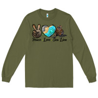 Army Green Peace Love Sea Lion Long Sleeve Tee - LillyAllenDesigns
