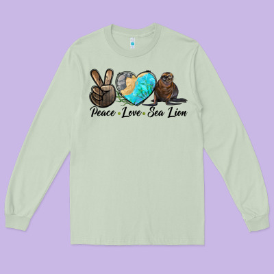 Peace Love Sea Lion Long Sleeve Tee Designed By Lillyallendesigns